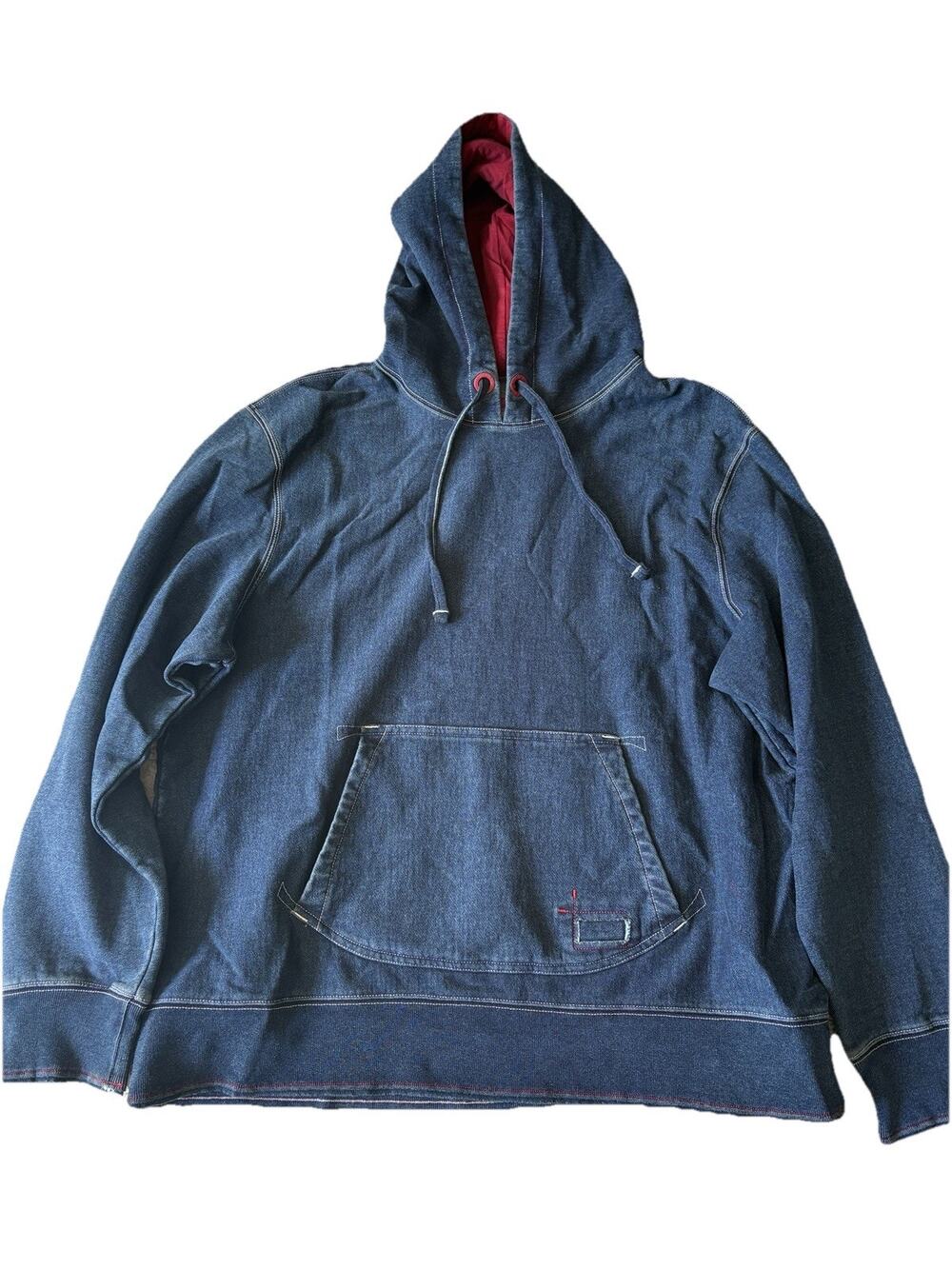 Vintage Gap Blue Denim Long Sleeve Lined Hoodie Sweatshirt Adult Size XXL Y2K